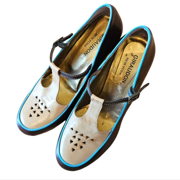 Giraudon New York Women's Mary Jane Leather Two Tone Heels Shoes Size EU 36. - Picture 4 of 13